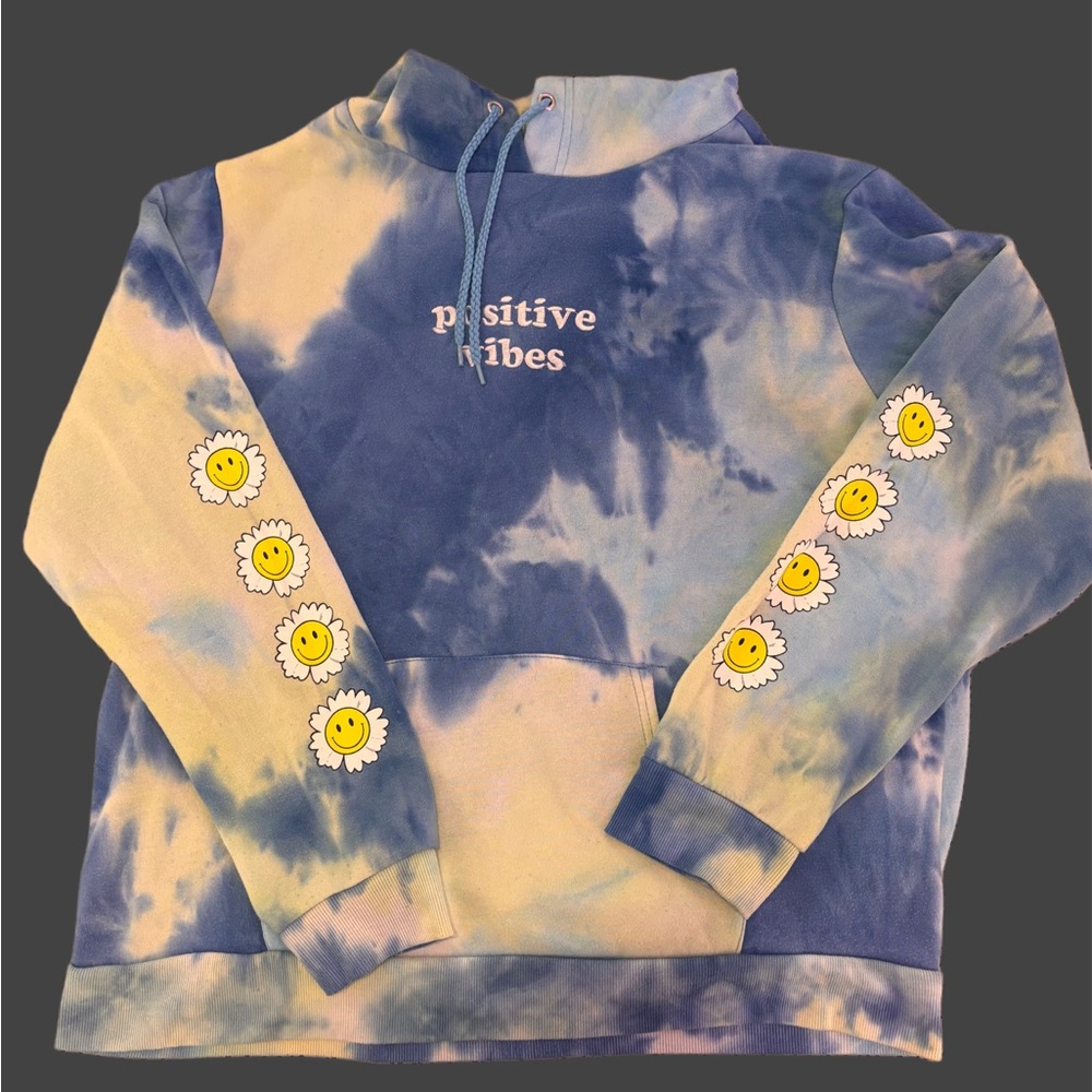 Positive vibes blue hoodie